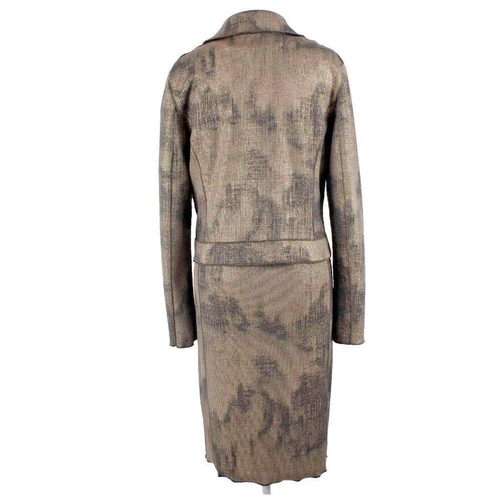 Worth $648 Sz 6 Gold Black Doubleface Laminated Cotton Poly Blazer Dress - Picture 2 of 10